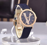 Buy Shop Versace Virtus Quartz Blue Dial Blue Leather Strap Watch for Women - VEHC00419 USA Online
