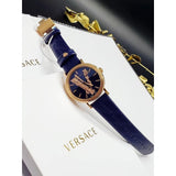 Buy Shop Versace Virtus Quartz Blue Dial Blue Leather Strap Watch for Women - VEHC00419 USA Online