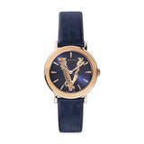 Buy Shop Versace Virtus Quartz Blue Dial Blue Leather Strap Watch for Women - VEHC00419 USA Online