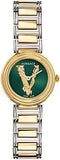 Buy Shop Versace Virtus Quartz Green Dial Two Tone Steel Strap Watch For Women - VET300821 USA Online