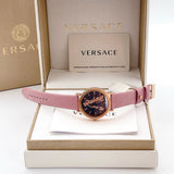 Buy Shop Versace Virtus Quartz Grey Dial Pink Leather Strap Watch for Women - VEHC00319 USA Online