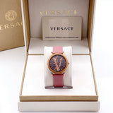 Buy Shop Versace Virtus Quartz Grey Dial Pink Leather Strap Watch for Women - VEHC00319 USA Online