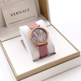 Buy Shop Versace Virtus Quartz Grey Dial Pink Leather Strap Watch for Women - VEHC00319 USA Online