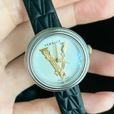Buy Shop Versace Virtus Quartz White Dial Black Leather Strap Watch For Women - VET300421 USA Online