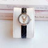 Buy Shop Versace Virtus Quartz White Dial Black Leather Strap Watch For Women - VET300421 USA Online