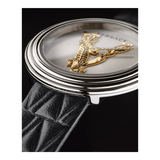 Buy Shop Versace Virtus Quartz White Dial Black Leather Strap Watch For Women - VET300421 USA Online