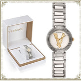 Buy Shop Versace Virtus Quartz White Dial Silver Steel Strap Watch For Women - VET300621 USA Online