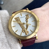 Buy Shop Versace Virtus White Dial Red Leather Strap Watch for Women - VEHC00219 USA Online