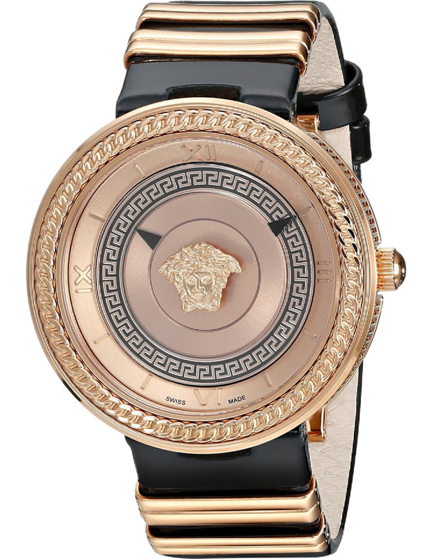 Buy Shop Versace V Metal Icon Gold Dial Black & Gold Strap Watch for Women - VLC030014 USA Online