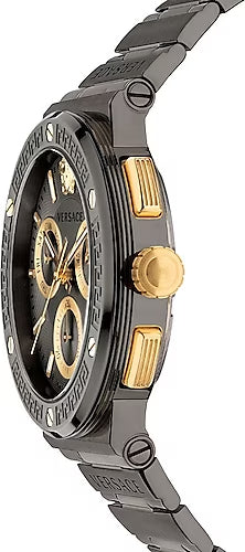 Buy Shop Versace Greca Icon Quartz Black Dial Black Steel Strap Watch For Men - VEZ900521 USA Online