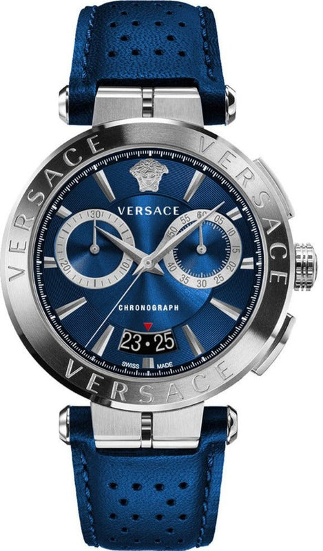 Buy Shop Versace Aion Chronograph Blue Dial Blue Leather Strap Watch for Men - VE1D01220 USA Online