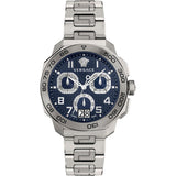 Buy Shop Versace Dylos Chronograph Blue Dial Silver Steel Strap Watch for Men - VQC090016 USA Online