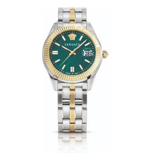 Buy Shop Versace Greca Time Quartz Green Dial Two Tone Steel Strap Watch For Men - VE3K00422 USA Online