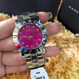 Buy Shop Marc Jacobs Amy Pink Dial Silver Steel Strap Watch for Women - MBM8623 USA Online