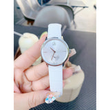 Calvin Klein Accent Silver Dial White Leather Strap Watch for Women - K2Y231K6