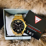 Buy Shop Guess Optic Multifunction Black Dial Gold Steel Strap Watch for Men - W0193G1 USA Online