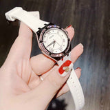 Buy Shop Guess Sparkling Silver Dial White Rubber Strap Watch For Women - GW0032L1 USA Online