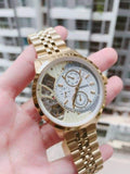 Fossil Townsman Chronograph Skeleton Gold Dial Gold Steel Strap Watch for Men -  ME1137