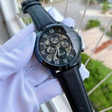 Buy Shop Fossil Grant Automatic Black Dial Black Leather Strap Watch for Men - ME3028 USA Online