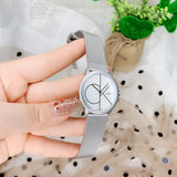 Buy Shop Calvin Klein Minimal White Dial Silver Mesh Bracelet Watch for Women - K3M5215X USA Online