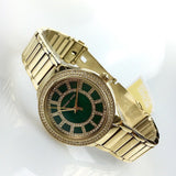 Michael Kors Kerry Green Dial Gold Steel Strap Watch for Women - MK3409