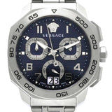 Buy Shop Versace Dylos Chronograph Blue Dial Silver Steel Strap Watch for Men - VQC090016 USA Online