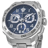 Buy Shop Versace Dylos Chronograph Blue Dial Silver Steel Strap Watch for Men - VQC090016 USA Online