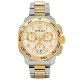 Buy Shop Versace Dylos Chronograph Silver Dial Two Tone Steel Strap Watch for Men - VQC030015 USA Online