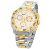 Buy Shop Versace Dylos Chronograph Silver Dial Two Tone Steel Strap Watch for Men - VQC030015 USA Online