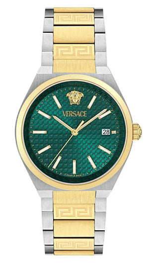 Buy Shop Versace V-Auria Quartz Green Dial Two Tone Steel Strap Watch for Men - VE0F00425 USA Online