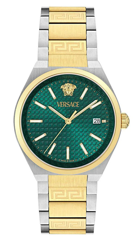 Buy Shop Versace V-Auria Quartz Green Dial Two Tone Steel Strap Watch for Men - VE0F00425 USA Online