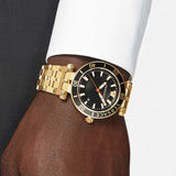 Versace Greca Sport Quartz Black Dial Gold Steel Strap Watch for Men - VEZ300721