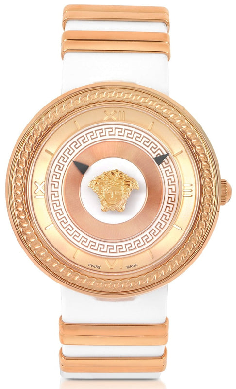 Buy Shop Versace V Metal Icon Gold Dial White & Gold Strap Watch for Women - VLC040014 USA Online