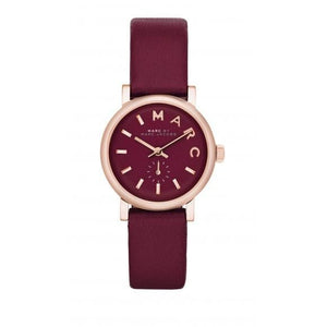 Buy Shop Marc Jacobs Baker Maroon Dial Maroon Leather Strap Watch for Women - MBM1271 USA Online