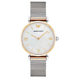 Buy Shop Emporio Armani Gianni T Bar Mother of Pearl Dial Silver Mesh Bracelet Watch For Women - AR2068 USA Online