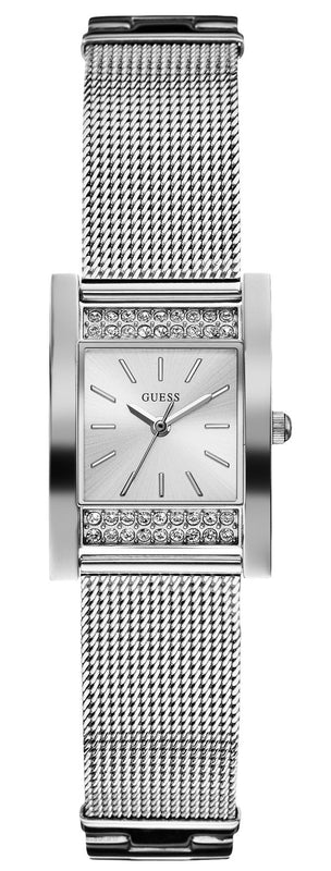 Buy Shop Guess Nouveau Diamonds Silver Dial Silver Mesh Bracelet Watch for Women - W0127L1 USA Online