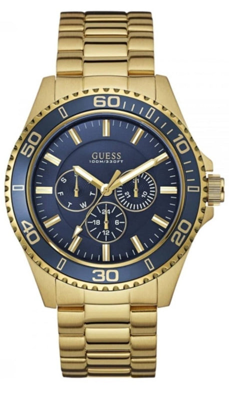 Buy Shop Guess Chaser Multifunction Blue Dial Gold Steel Strap Watch for Men - W0172G5 USA Online