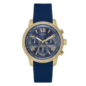 Buy Shop Guess Sunrise Blue Dial with Diamonds Blue Rubber Strap Watch For Women - W0616L2 USA Online