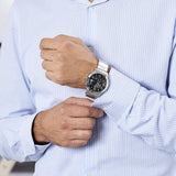 Buy Shop Guess Atlas Chronograph Black Dial Silver Steel Strap Watch For Men - W0668G3 USA Online
