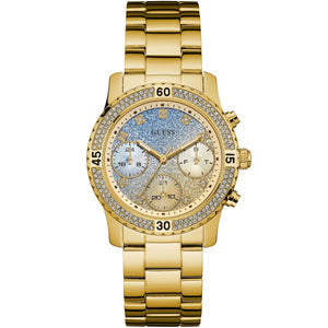 Buy Shop Guess Confetti Diamonds Gold Dial Gold Steel Strap Watch for Women - W0774L2 USA Online