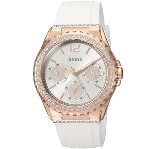 Buy Shop Guess Starlight Diamonds White Dial White Rubber Strap Watch for Women - W0846L5 USA Online