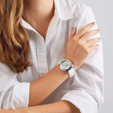 Guess G Twist Quartz White Dial White Silicone Strap Watch For Women - W0911L1