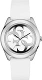 Guess G Twist Quartz White Dial White Silicone Strap Watch For Women - W0911L1