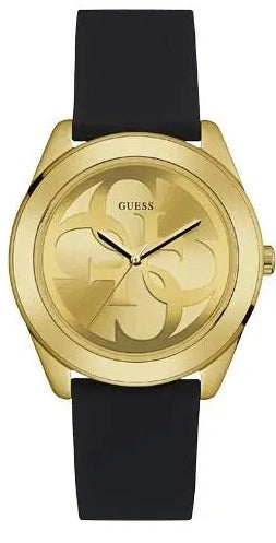 Buy Shop Guess G Twist Gold Dial Black Leather Strap Watch for Women - W0911L3 USA Online