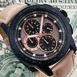 Buy Shop Michael Kors Ryker Chronograph Black Dial Beige Leather Strap Watch For Men - MK8520 USA Online
