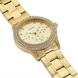Buy Shop Guess Bedazzle Diamonds Gold Dial Gold Steel Strap Watch For Women - W1097L2 USA Online