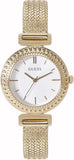 Buy Shop Guess Quartz White Dial Gold Steel Strap Watch For Women - W1152L2 USA Online