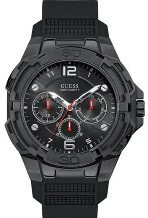 Buy Shop Guess Genesis Quartz Black Dial Black Silicone Strap Watch For Men - W1254G2 USA Online
