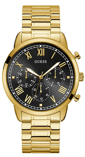 Buy Shop Guess Hendrix Multifunction Black Dial Gold Steel Strap Watch for Men - W1309G2 USA Online