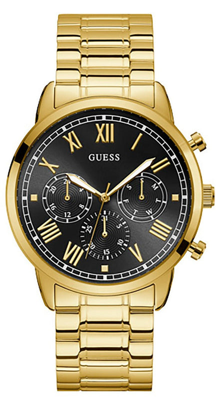 Buy Shop Guess Hendrix Multifunction Black Dial Gold Steel Strap Watch for Men - W1309G2 USA Online
